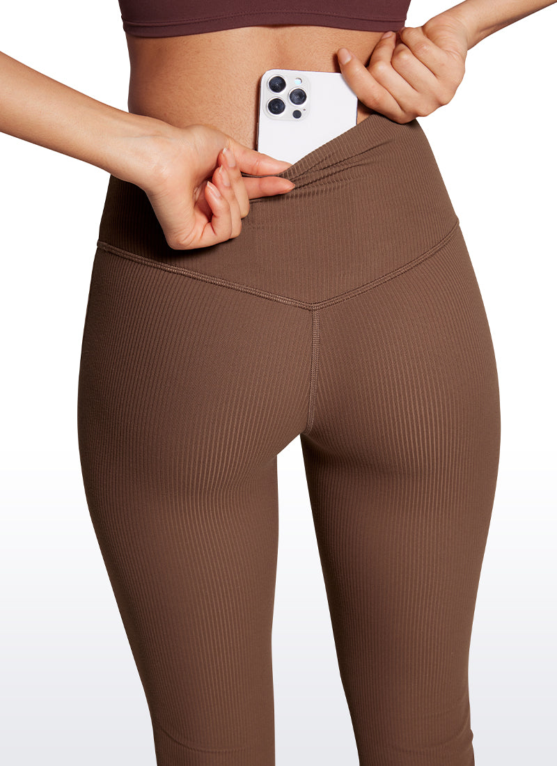 Ribbed High Waist Pocket Flare Leggings 31"