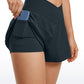 Feathery-Fit Soft 2 in 1 Flowy High Waisted Shorts - V Cross Waist