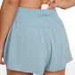 Feathery-Fit Soft 2 in 1 Flowy High Waisted Shorts - V Cross Waist