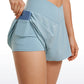 Feathery-Fit Soft 2 in 1 Flowy High Waisted Shorts - V Cross Waist