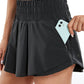 Feathery-Fit Soft High Waisted 2 in 1 Flowy Shorts with Zip Pockets