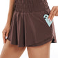 Feathery-Fit Soft High Waisted 2 in 1 Flowy Shorts with Zip Pockets