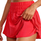 Feathery-Fit Soft High Waisted 2 in 1 Flowy Shorts with Zip Pockets