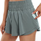 Feathery-Fit Soft High Waisted 2 in 1 Flowy Shorts with Zip Pockets