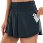 Feathery-Fit Soft High Waisted 2 in 1 Flowy Shorts with Zip Pockets