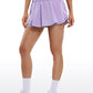 Feathery-Fit Soft High Waisted 2 in 1 Flowy Shorts with Zip Pockets