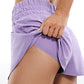 Feathery-Fit Soft High Waisted 2 in 1 Flowy Shorts with Zip Pockets