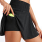 Feathery-Fit Soft High Waisted Flowy Tennis Skirt with Pockets 16''