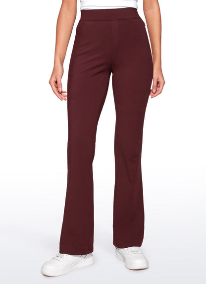 Stretch Flared Pants with Zip Pockets 31"