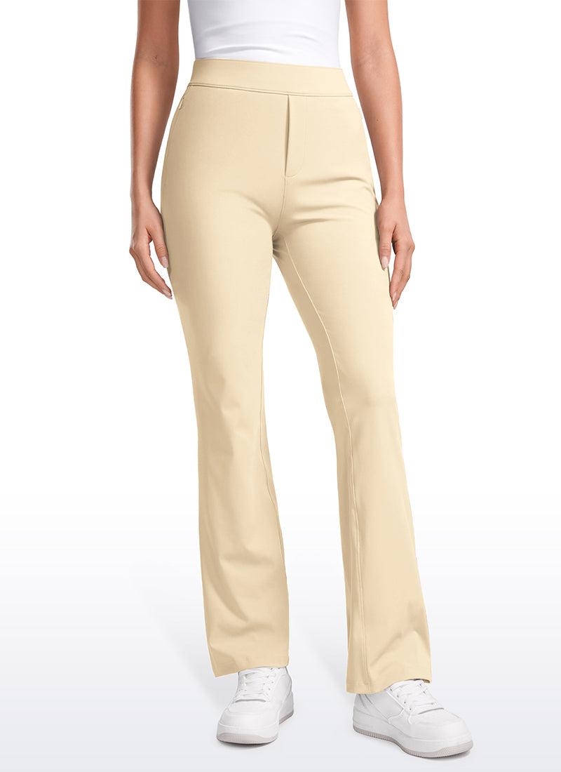 Stretch Flared Pants with Zip Pockets 31"