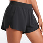 Feathery-Fit Soft Low Waisted V Split Mesh Lined Shorts 2.5''