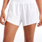 Feathery-Fit Soft Low Waisted V Split Mesh Lined Shorts 2.5''