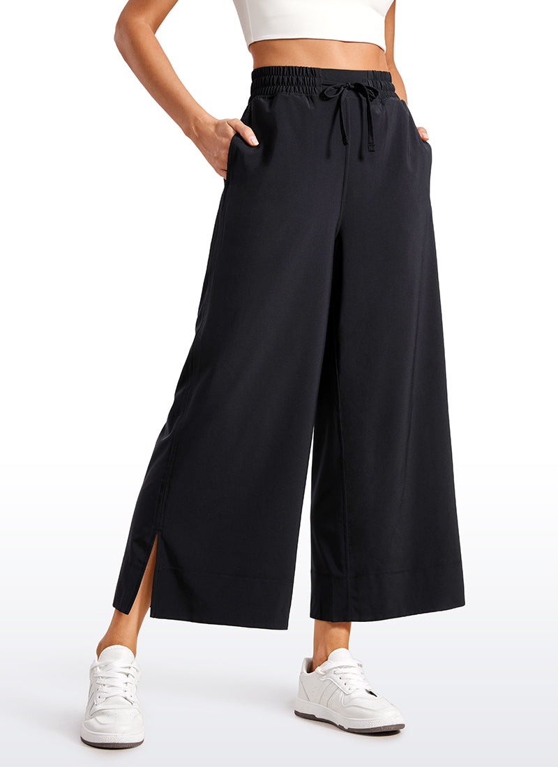 Feathery-Fit Soft Wide Leg High Waisted Capri Pants with Pockets 25''