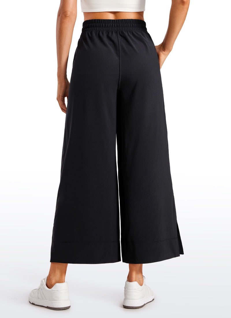 Feathery-Fit Soft Wide Leg High Waisted Capri Pants with Pockets 25''