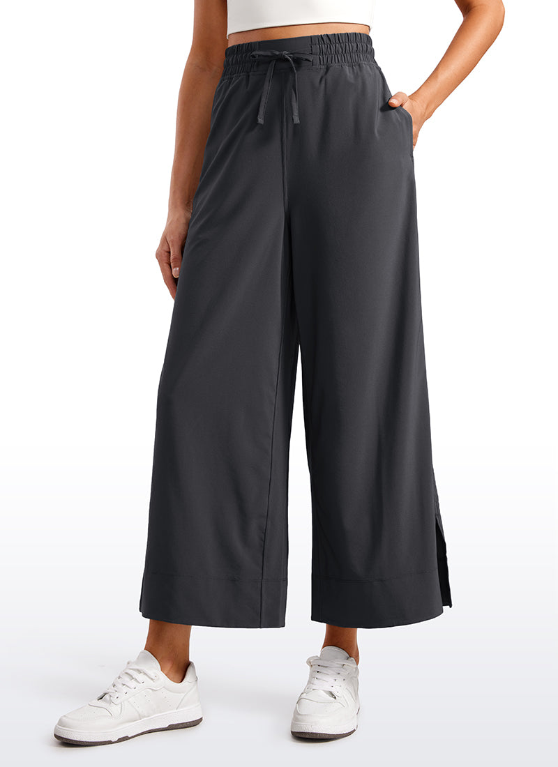 Feathery-Fit Soft Wide Leg High Waisted Capri Pants with Pockets 25''