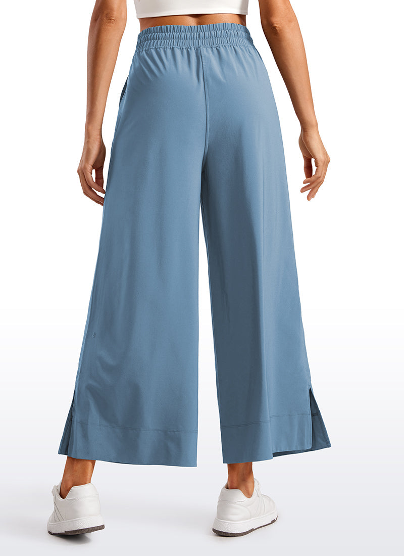 Feathery-Fit Soft Wide Leg High Waisted Capri Pants with Pockets 25''