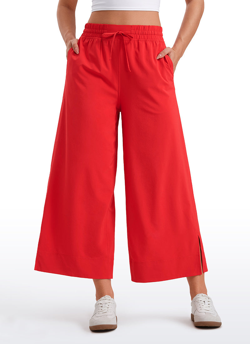 Feathery-Fit Soft Wide Leg High Waisted Capri Pants with Pockets 25''