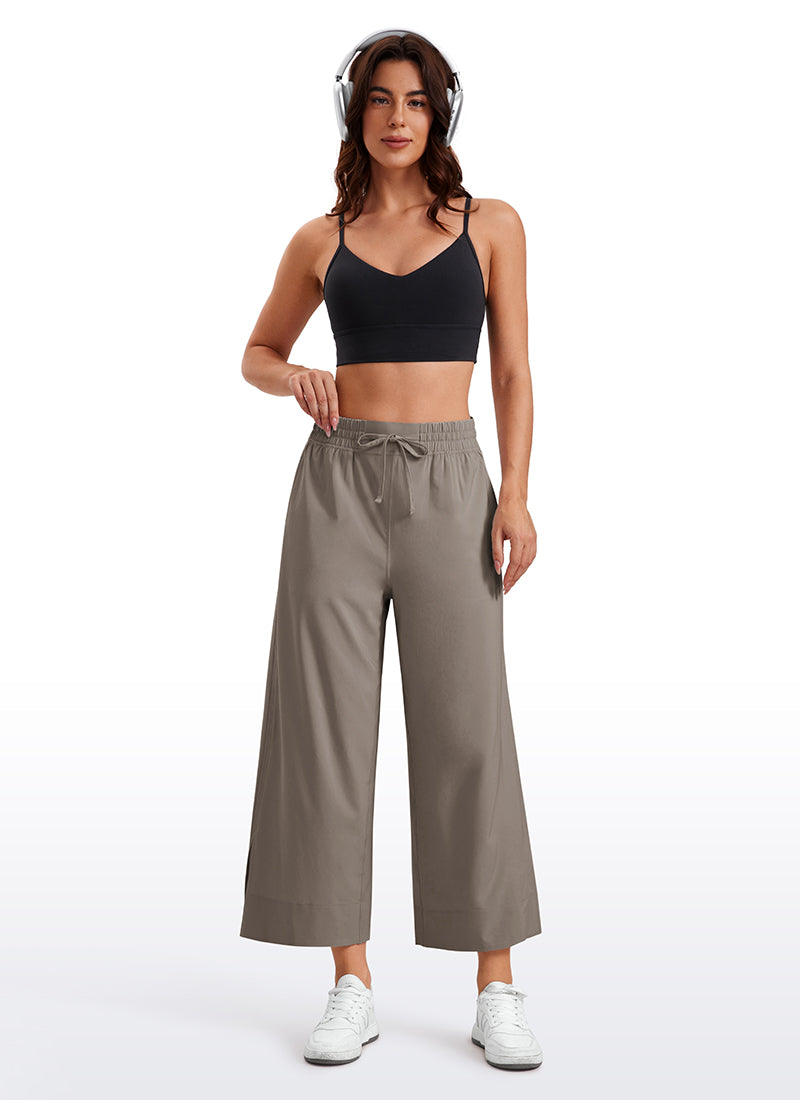 Feathery-Fit Soft Wide Leg High Waisted Capri Pants with Pockets 25''