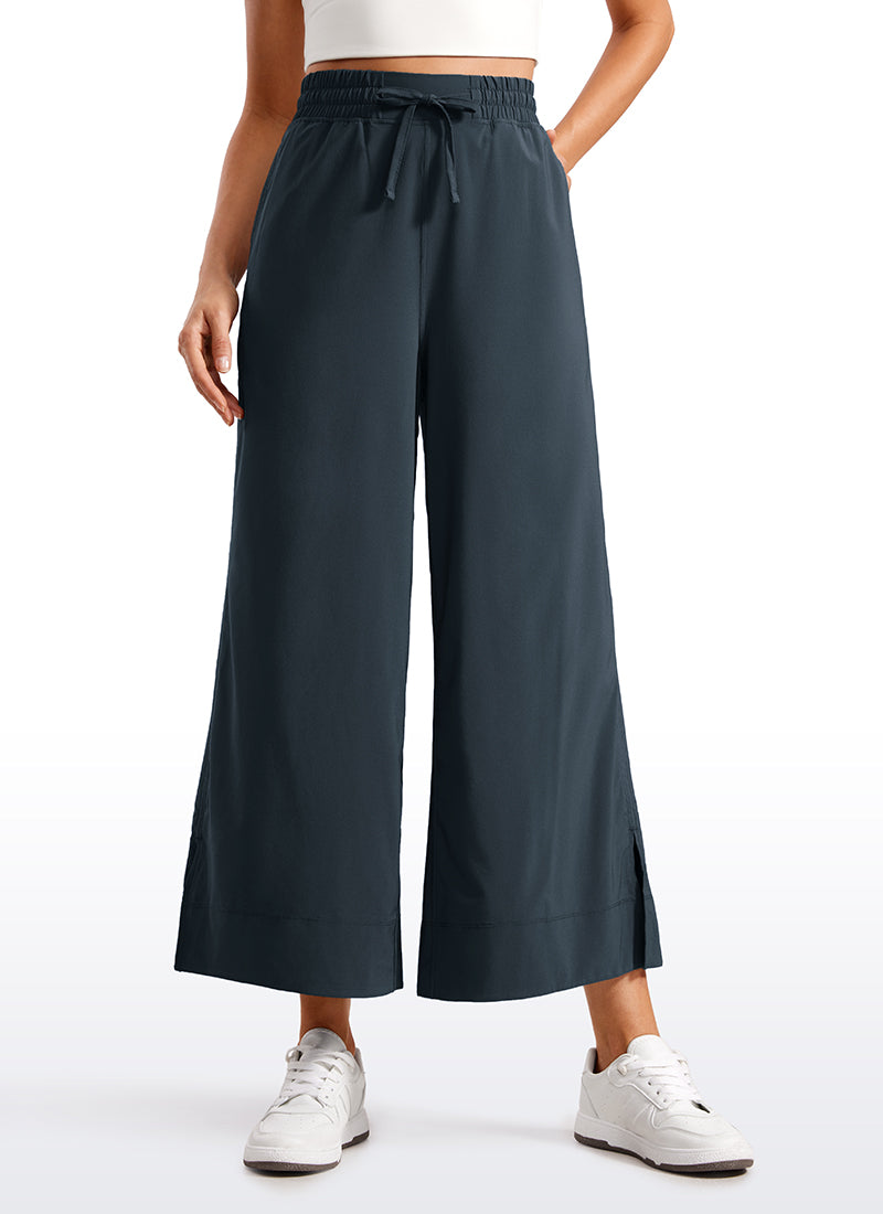 Feathery-Fit Soft Wide Leg High Waisted Capri Pants with Pockets 25''