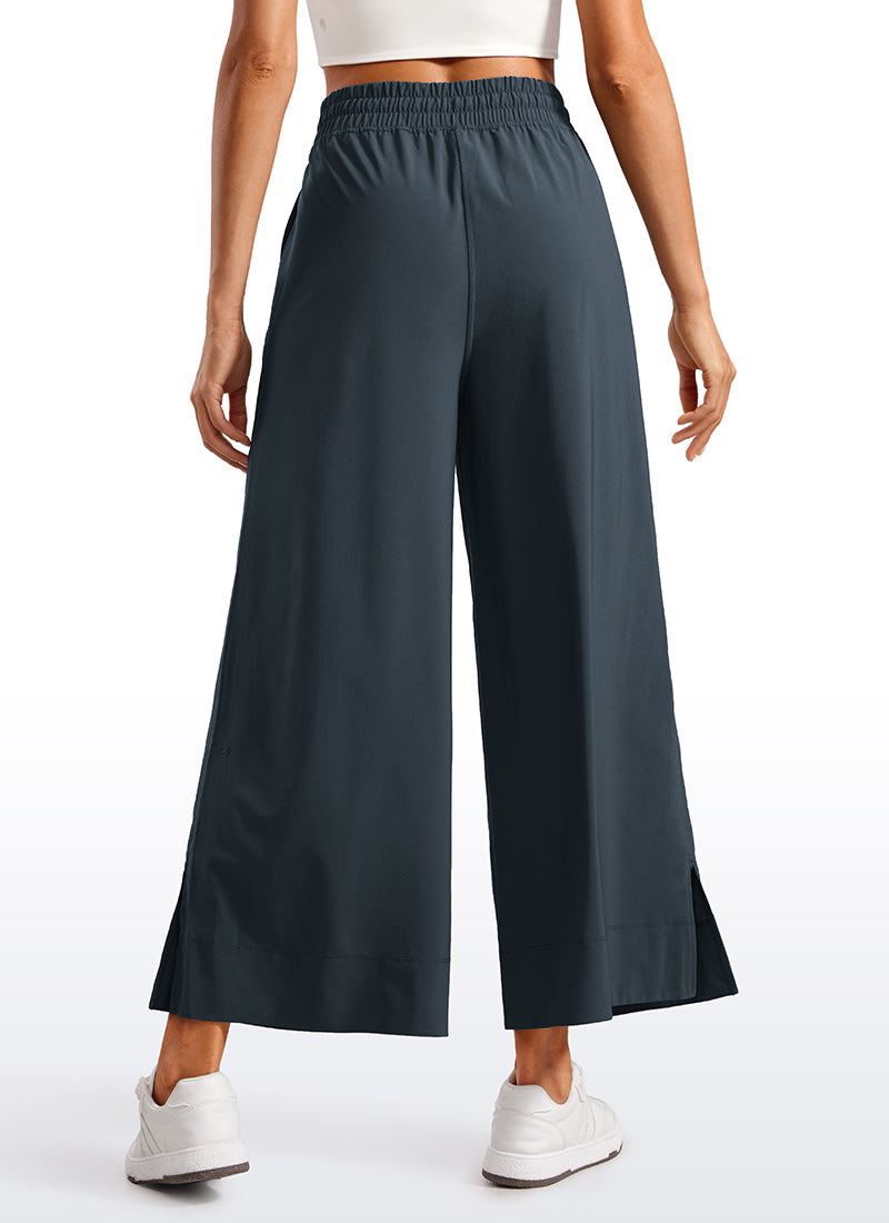 Feathery-Fit Soft Wide Leg High Waisted Capri Pants with Pockets 25''