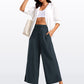 Feathery-Fit Soft Wide Leg High Waisted Capri Pants with Pockets 25''