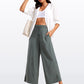 Feathery-Fit Soft Wide Leg High Waisted Capri Pants with Pockets 25''