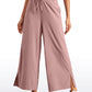 Feathery-Fit Soft Wide Leg High Waisted Capri Pants with Pockets 25''