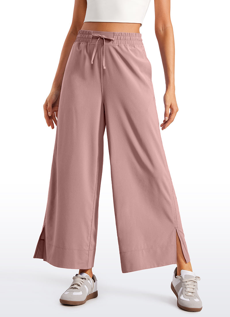 Feathery-Fit Soft Wide Leg High Waisted Capri Pants with Pockets 25''