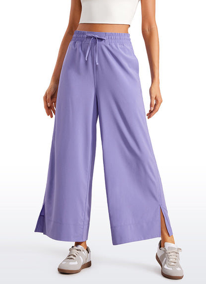 Feathery-Fit Soft Wide Leg High Waisted Capri Pants with Pockets 25''