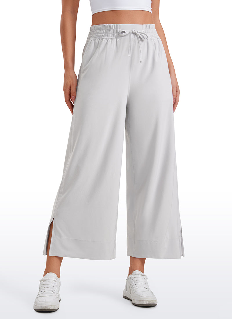 Feathery-Fit Soft Wide Leg High Waisted Capri Pants with Pockets 25''