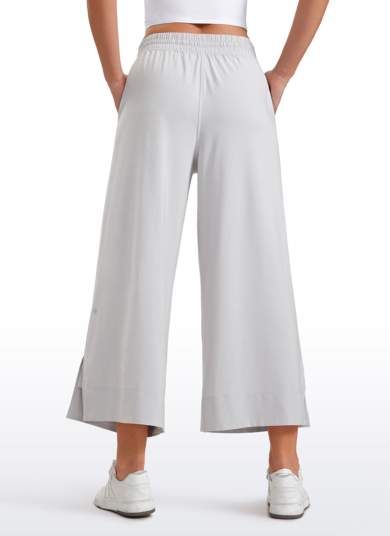 Feathery-Fit Soft Wide Leg High Waisted Capri Pants with Pockets 25''