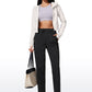 Stretch Drawstring High Waist 7/8 Pants with Pockets 27''