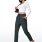 Stretch Drawstring High Waist 7/8 Pants with Pockets 27''