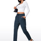 Stretch Drawstring High Waist 7/8 Pants with Pockets 27''