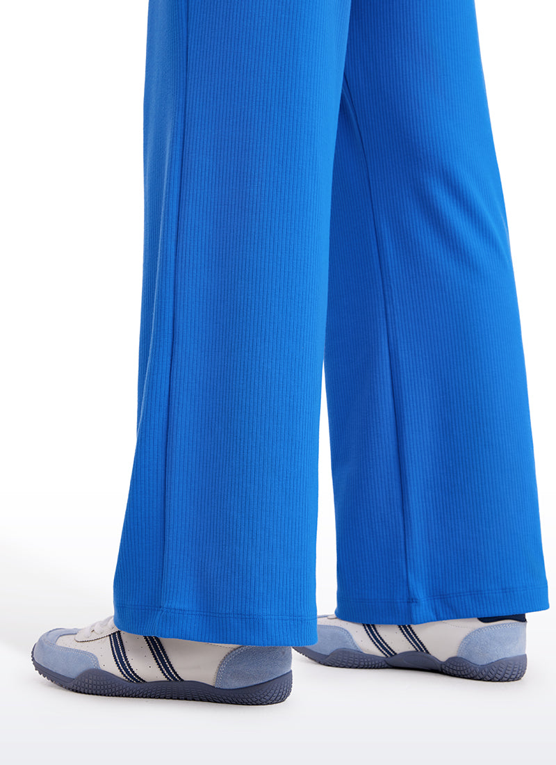 Ribbed High Rise Wide Leg Sweatpants with Pockets 30.5"