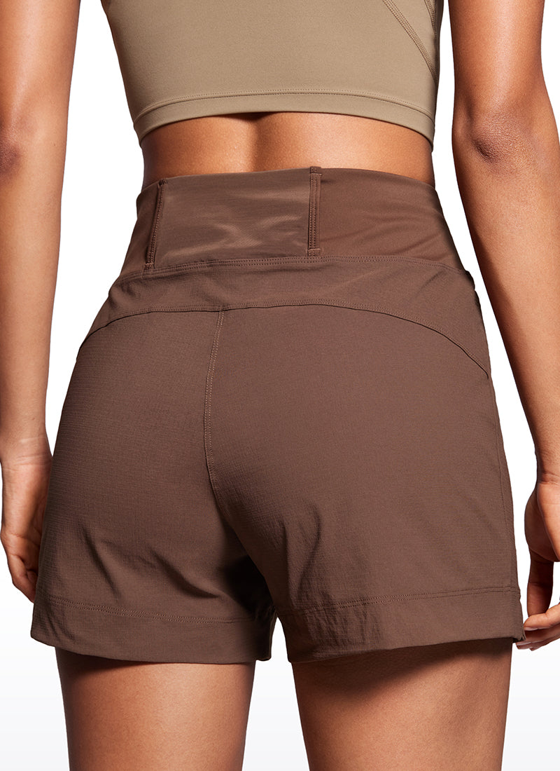 Ripstop Mid-Rise Hiking Shorts with Zip Pockets 4''