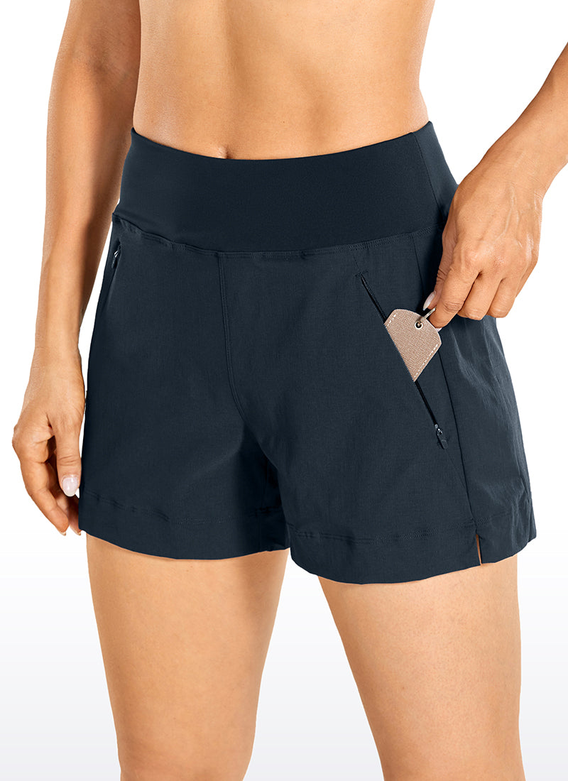 Ripstop Mid-Rise Hiking Shorts with Zip Pockets 4''