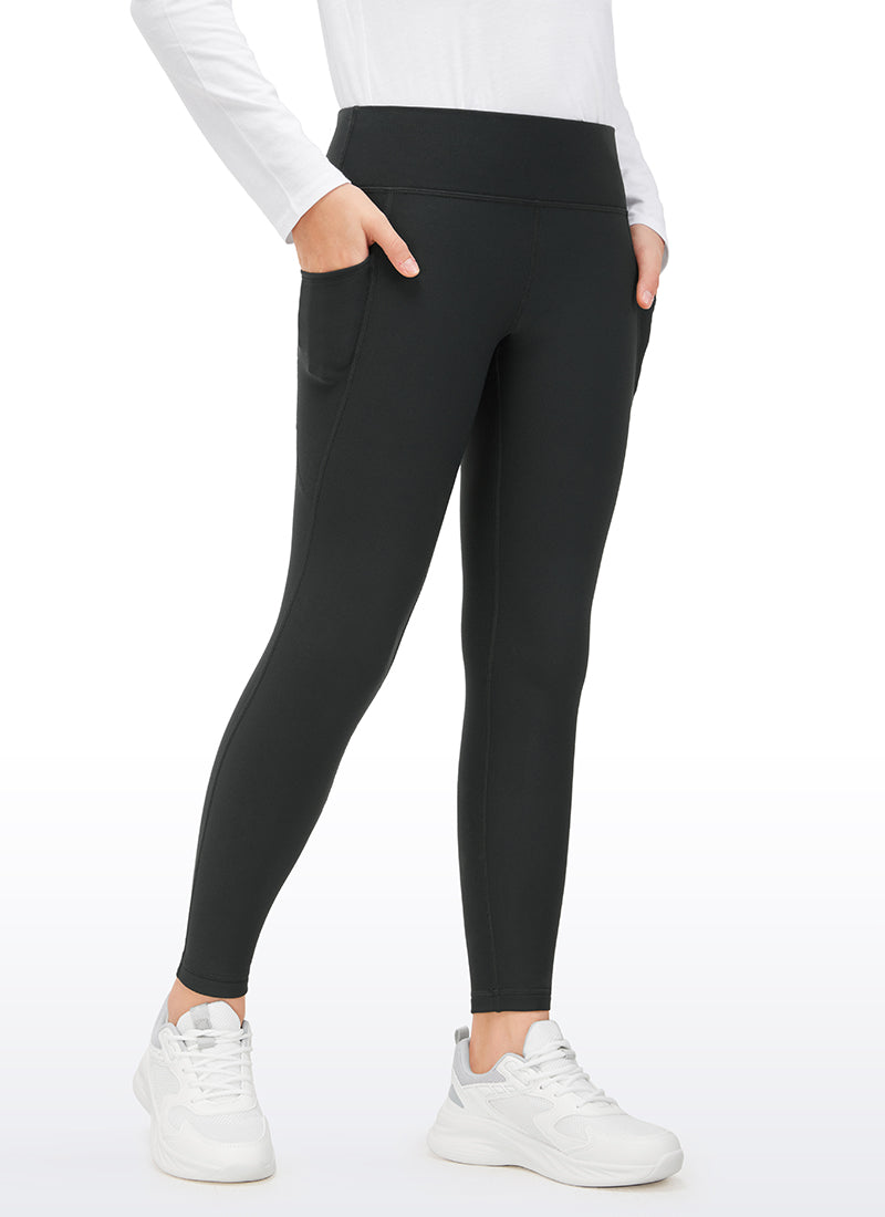 Thermal Fleece Lined Soft Girls Water-Resistant Pocketed Leggings