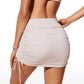 High Waisted Ruched Swim Skirt Adjustable Side