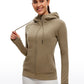 Cotton Terry Full Zip Hoodies Thumb Holes