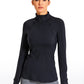 Brushed Quarter-Zip Long Sleeve with Thumb Holes