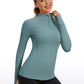 Brushed Quarter-Zip Long Sleeve with Thumb Holes