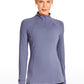 Brushed Quarter-Zip Long Sleeve with Thumb Holes