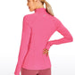 Brushed Quarter-Zip Long Sleeve with Thumb Holes