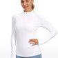 Brushed Quarter-Zip Long Sleeve with Thumb Holes