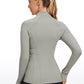 Brushed Quarter-Zip Long Sleeve with Thumb Holes