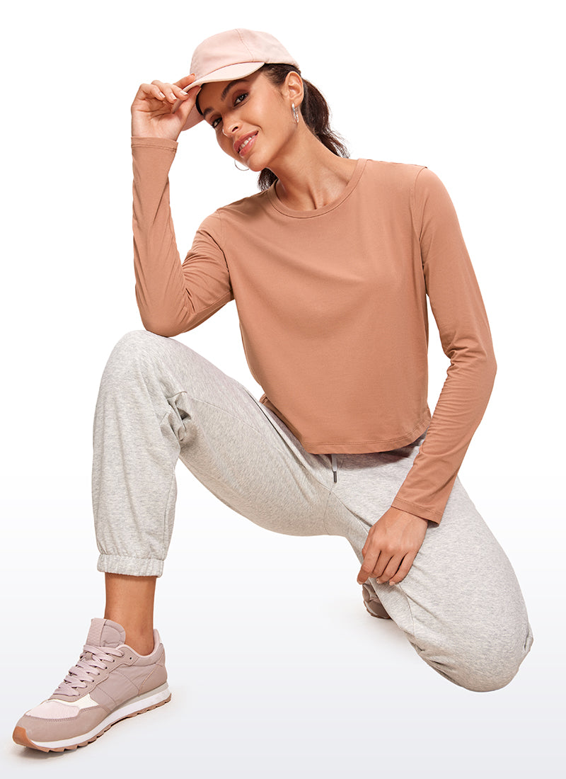 Pima Cotton Cropped Long Sleeve Classic Fit