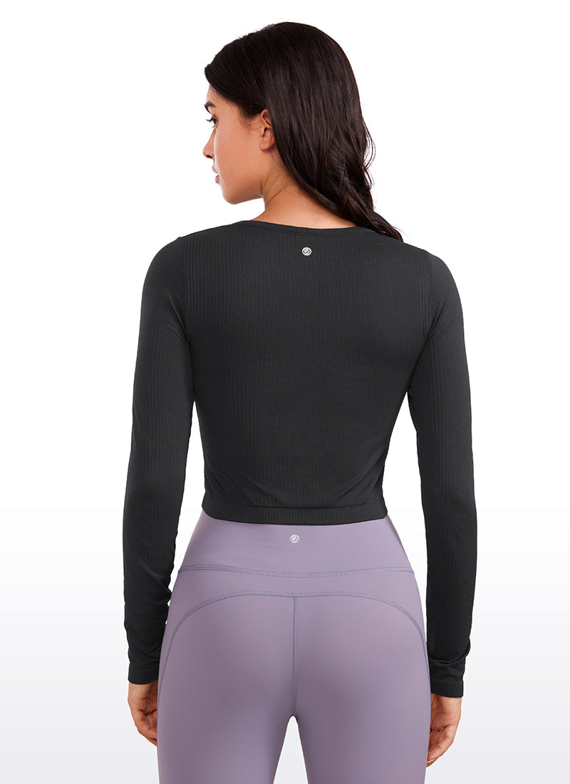 Seamless Ribbed Double Lined Cropped Long sleeves