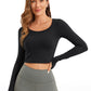 Butterluxe Cropped Long Sleeve Scoop Neck