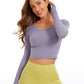 Butterluxe Cropped Long Sleeve Scoop Neck